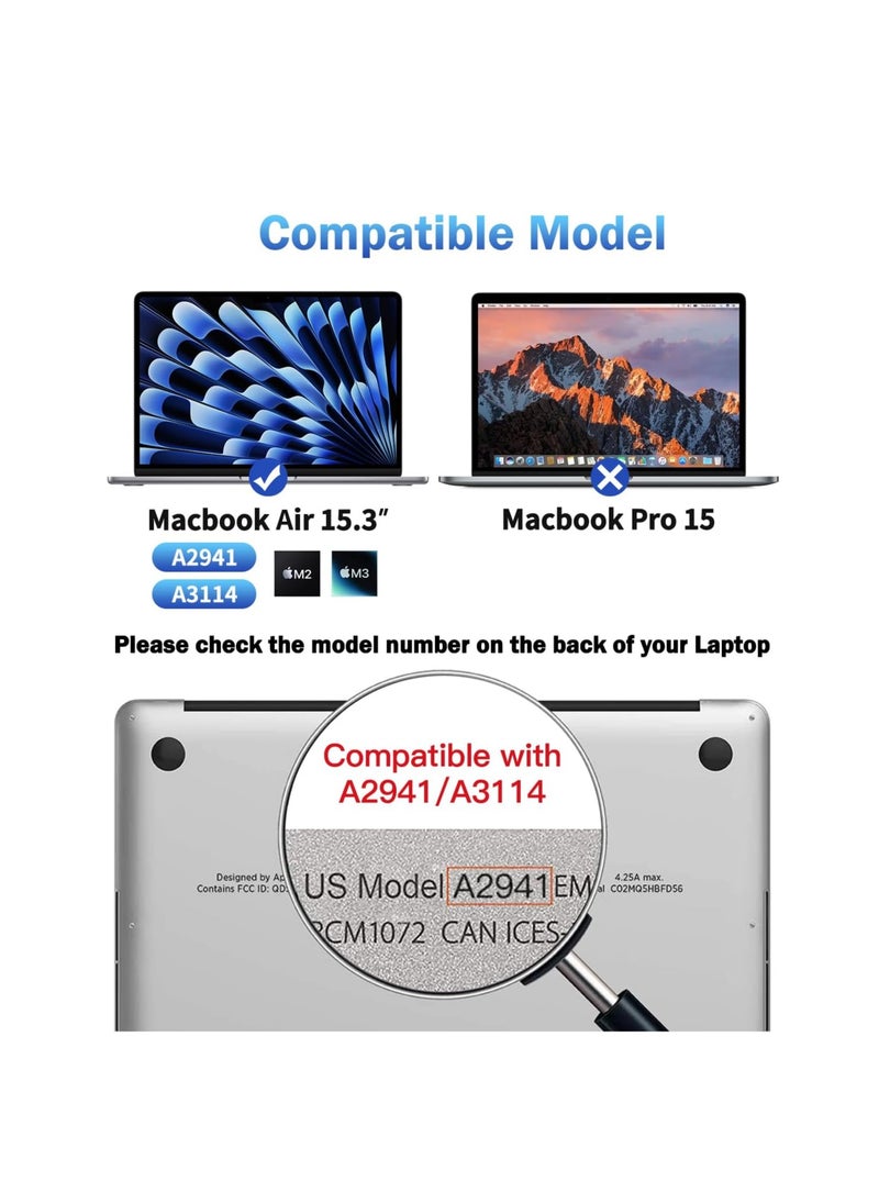 Sparkly Hard Case Compatible with MacBook Air 15 Inch 2025 2024 2023 A3241 A3114 A2941, Glitter Bling Plastic Hard Shell  for Mac Air 15.3" with Liquid Retina Display & Touch ID ,Clear
