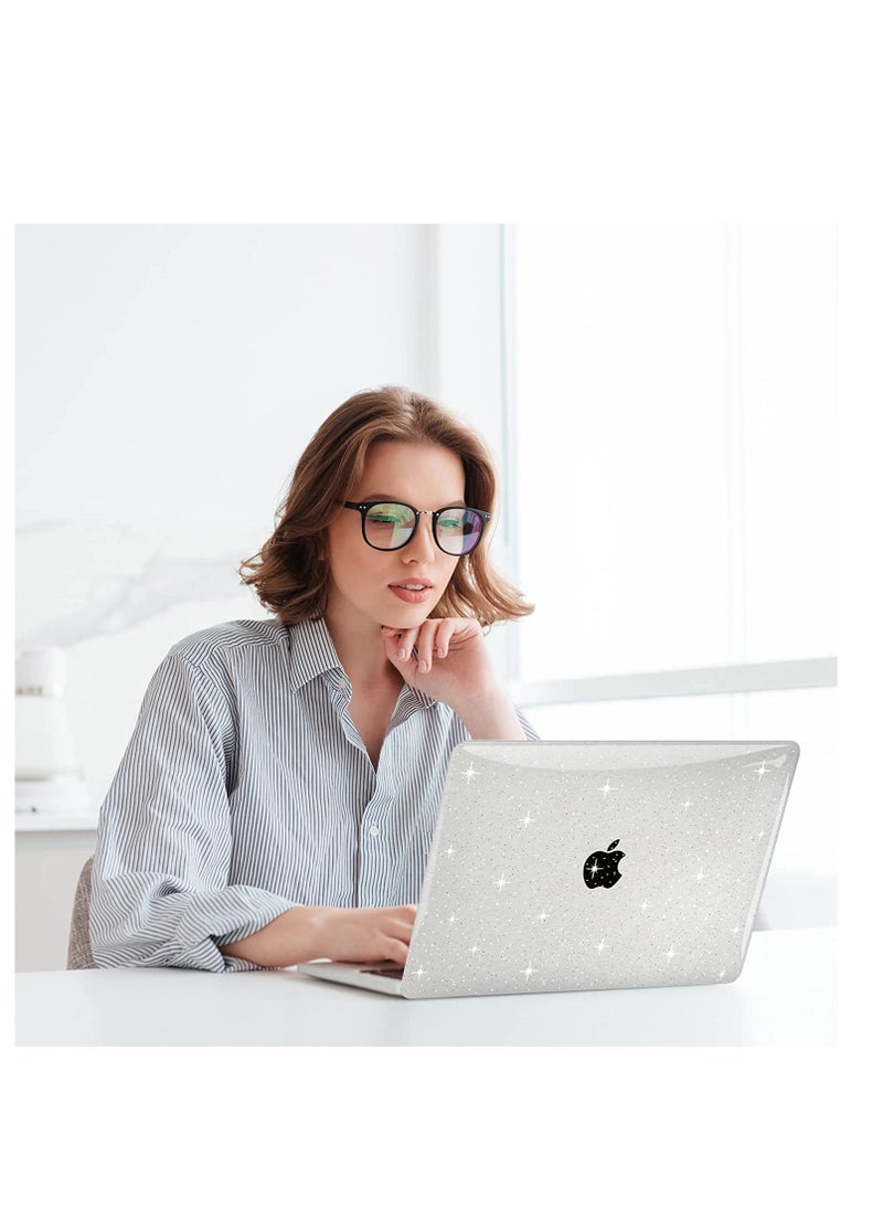 Sparkly Hard Case Compatible with MacBook Air 15 Inch 2025 2024 2023 A3241 A3114 A2941, Glitter Bling Plastic Hard Shell  for Mac Air 15.3" with Liquid Retina Display & Touch ID ,Clear