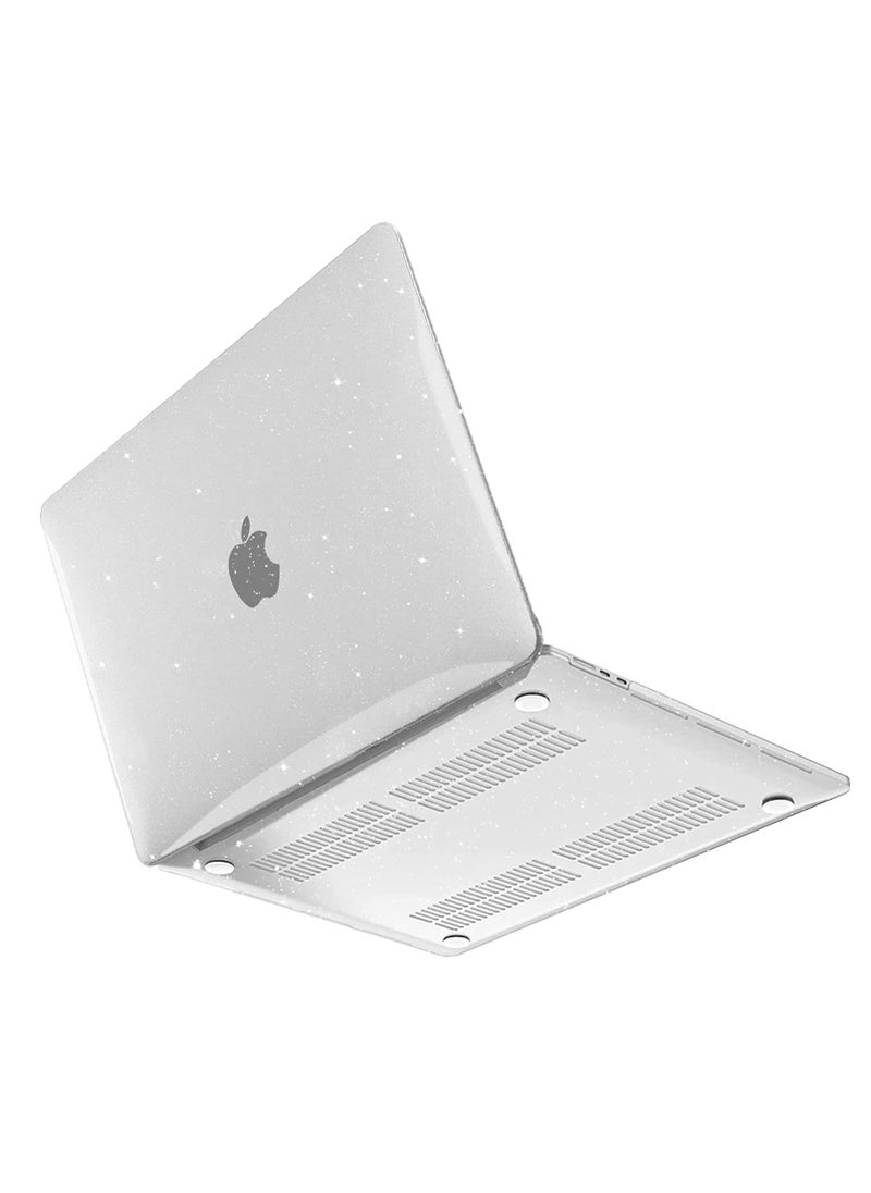 Sparkly Hard Case Compatible with MacBook Air 15 Inch 2025 2024 2023 A3241 A3114 A2941, Glitter Bling Plastic Hard Shell  for Mac Air 15.3" with Liquid Retina Display & Touch ID ,Clear