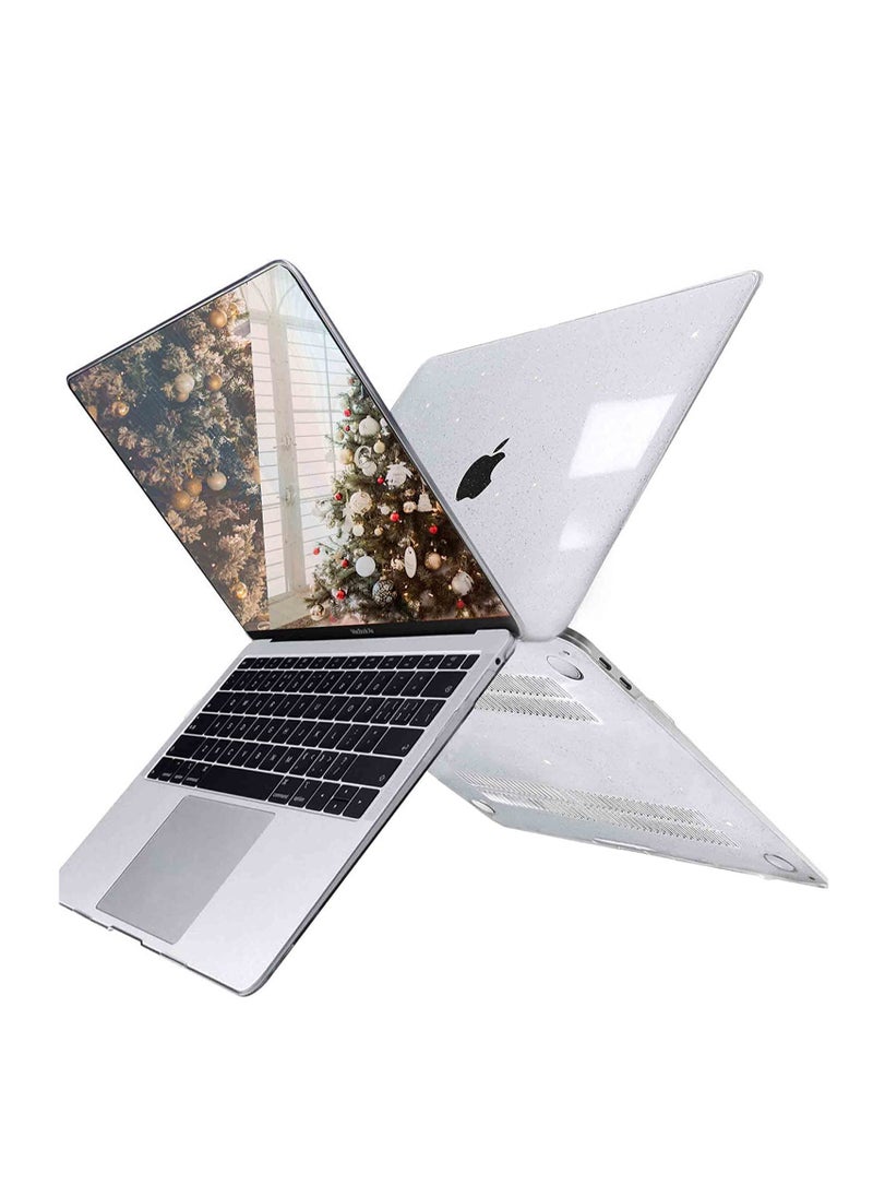 Sparkly Hard Case Compatible with MacBook Air 15 Inch 2025 2024 2023 A3241 A3114 A2941, Glitter Bling Plastic Hard Shell  for Mac Air 15.3" with Liquid Retina Display & Touch ID ,Clear