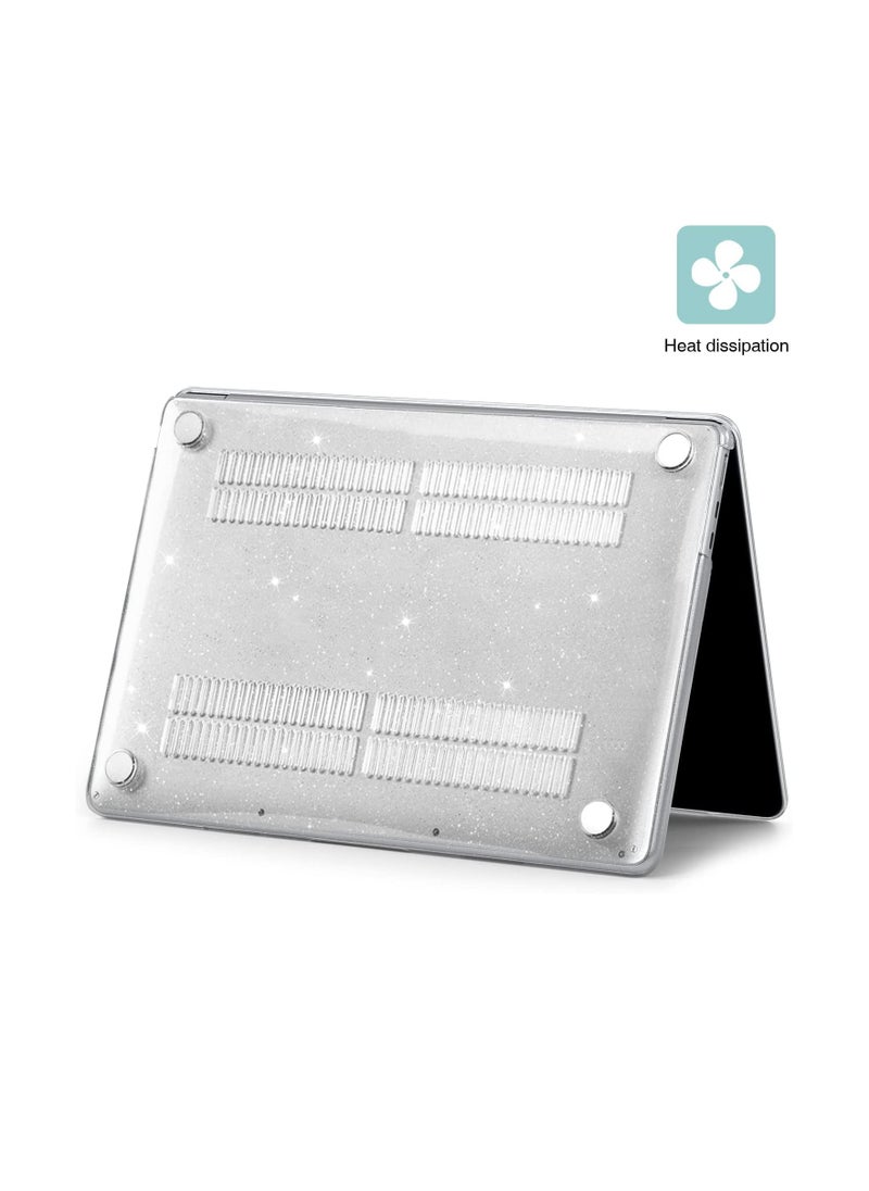Sparkly Hard Case Compatible with MacBook Air 15 Inch 2025 2024 2023 A3241 A3114 A2941, Glitter Bling Plastic Hard Shell  for Mac Air 15.3" with Liquid Retina Display & Touch ID ,Clear