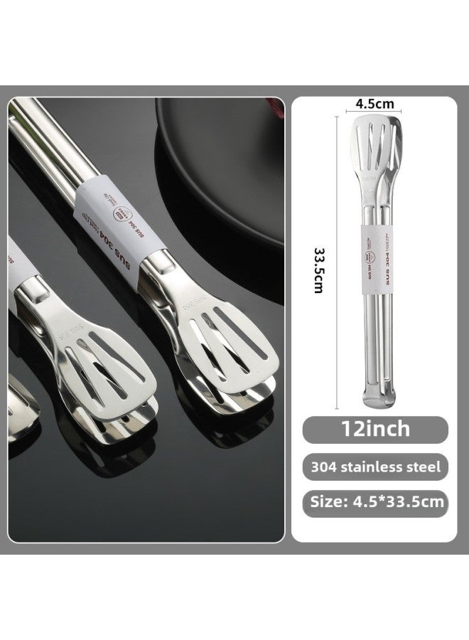 Food Clip 304 Stainless Steel Barbecue Steak Special Barbecue Bread Food Clip Household Kitchen Anti-scalding Clip-Color:Stainless Steel Food Clip [large Size] 304 Stainless Steel - Image 1