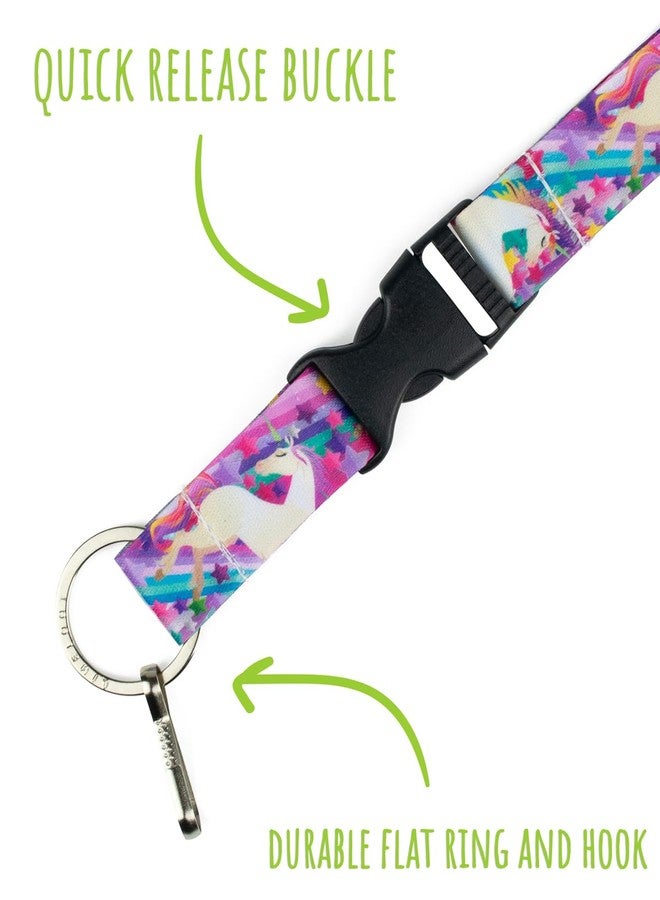 Limeloot Unicorn Breakaway Lanyard For Keys, ID Badge, or Accessories | Fun Design for Kids and Adults, Includes Release Buckle, Flat Ring, and Hook. - Image 2