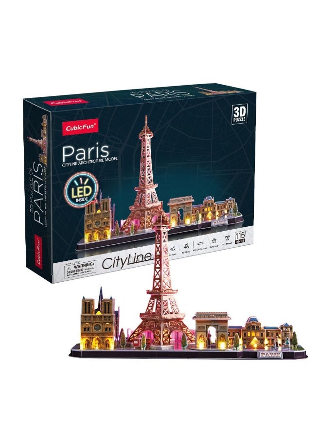 CubicFun City Line Paris 3D Led Puzzle 115pcs - Image 1