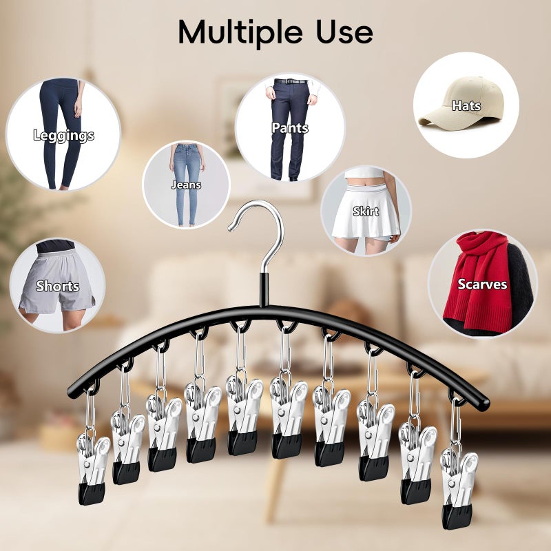 TomCare 4 Pack Space Saving Hangersï¼Œ2Pack Tank Top Hanger and 2Pack Leggings Organizers for Closet Pants Hangers with 20 Clips Bra Organizers with 16 Hooks Stainless Steel Hanging Closet Organizer - Image 4