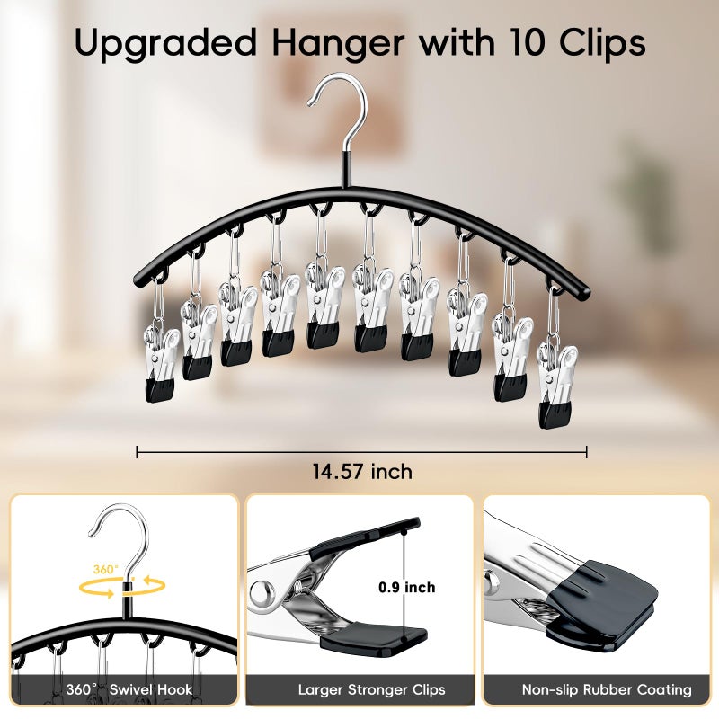 TomCare 4 Pack Space Saving Hangersï¼Œ2Pack Tank Top Hanger and 2Pack Leggings Organizers for Closet Pants Hangers with 20 Clips Bra Organizers with 16 Hooks Stainless Steel Hanging Closet Organizer - Image 2