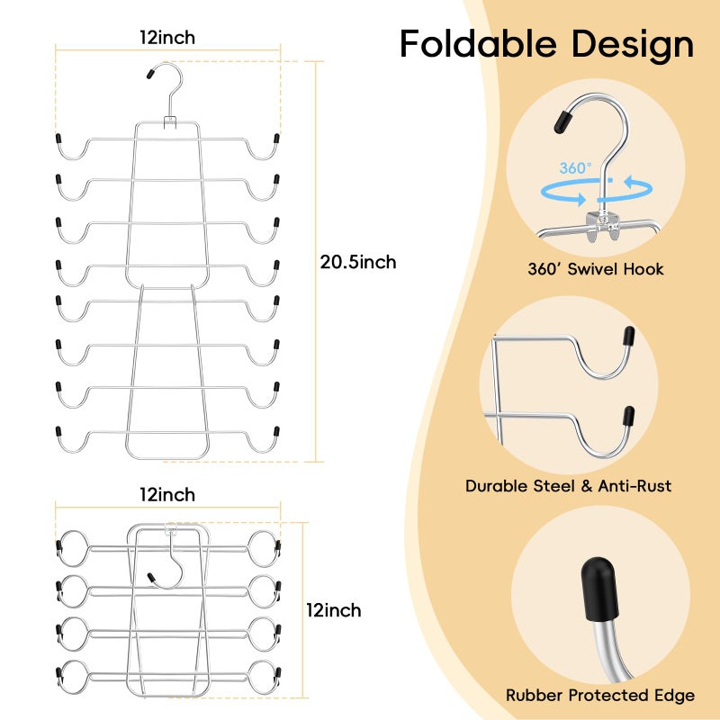 TomCare 4 Pack Space Saving Hangersï¼Œ2Pack Tank Top Hanger and 2Pack Leggings Organizers for Closet Pants Hangers with 20 Clips Bra Organizers with 16 Hooks Stainless Steel Hanging Closet Organizer - Image 3