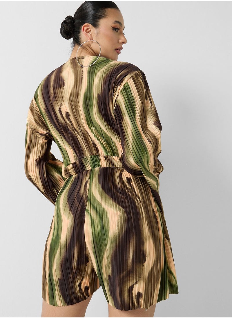 boohoo Flared Sleeve Plunge Playsuit  - Image 2