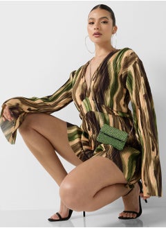 boohoo Flared Sleeve Plunge Playsuit  - Image 1