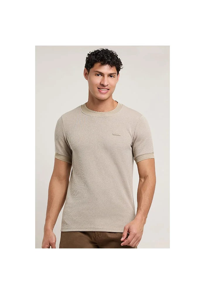 R&b Textured T-Shirt with Crew Neck and Short Sleeves