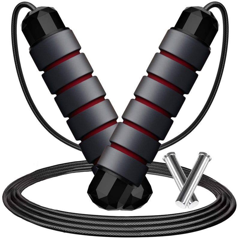Goonidy Adjustable Weighted Jump Rope 9ft Long TangleFree Rapid Speed Jumprope for Exercise Calisthenics Fitness Jumping Skipping Double Dutch Boxing Crossfit Workout Stuff for Women Men Kids Adult - Image 2