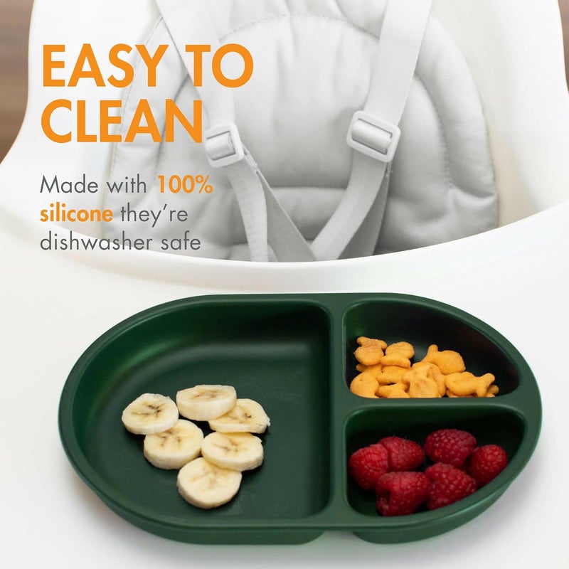 Boon Chow Silicone Plate Set - 3 Unbreakable Divided Toddler Plates - Image 5