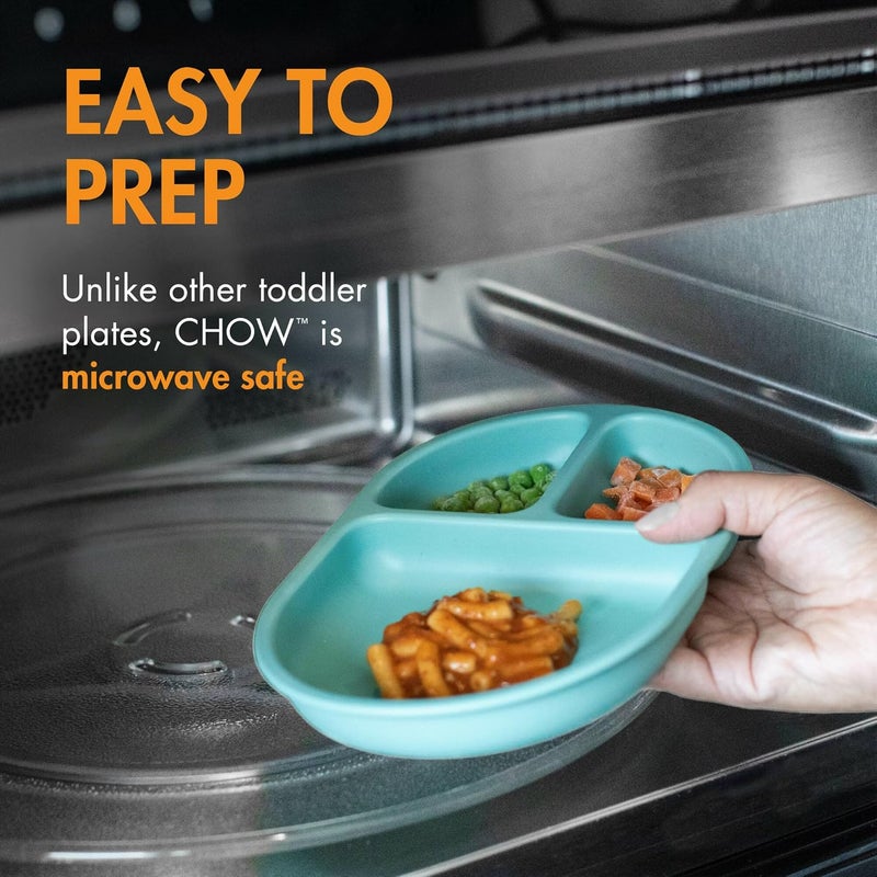 Boon Chow Silicone Plate Set - 3 Unbreakable Divided Toddler Plates - Image 4