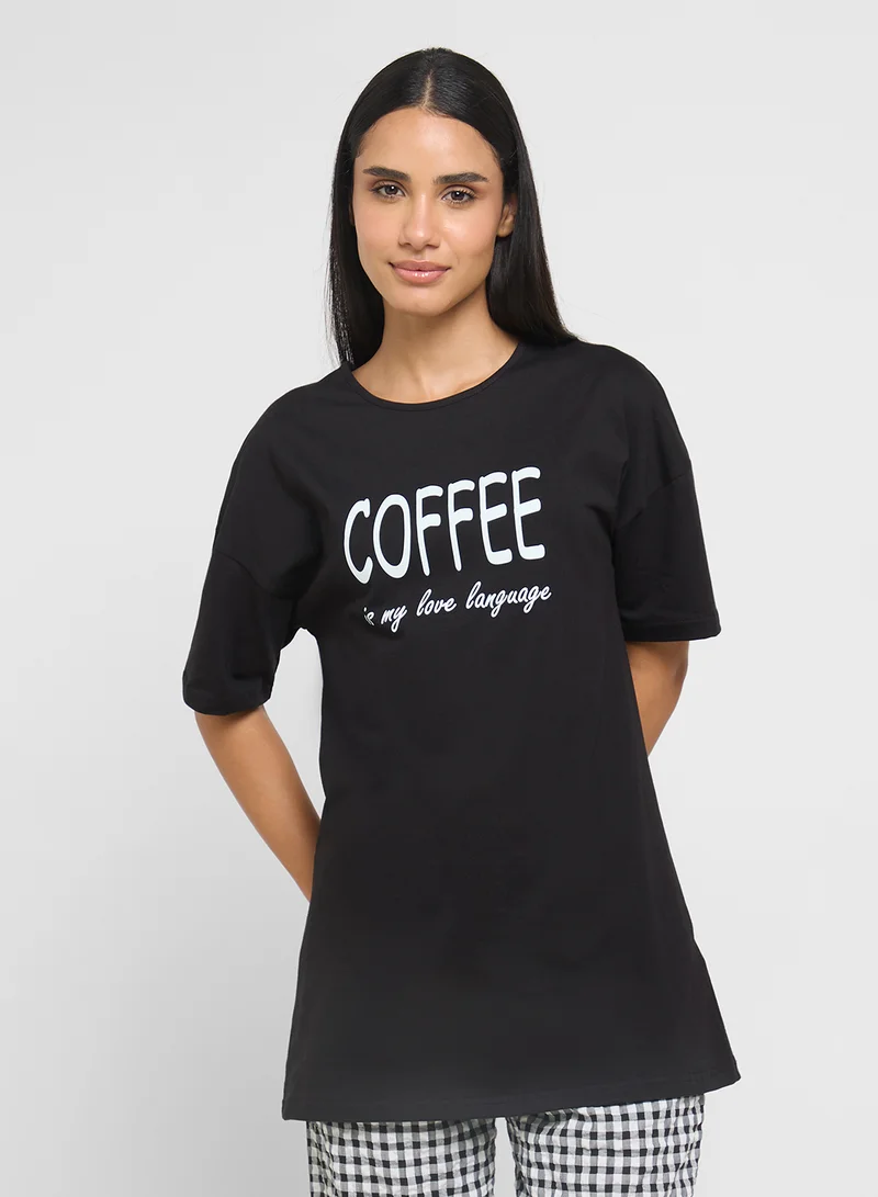 جينجر Cotton Graphic T-Shirt Night Dress