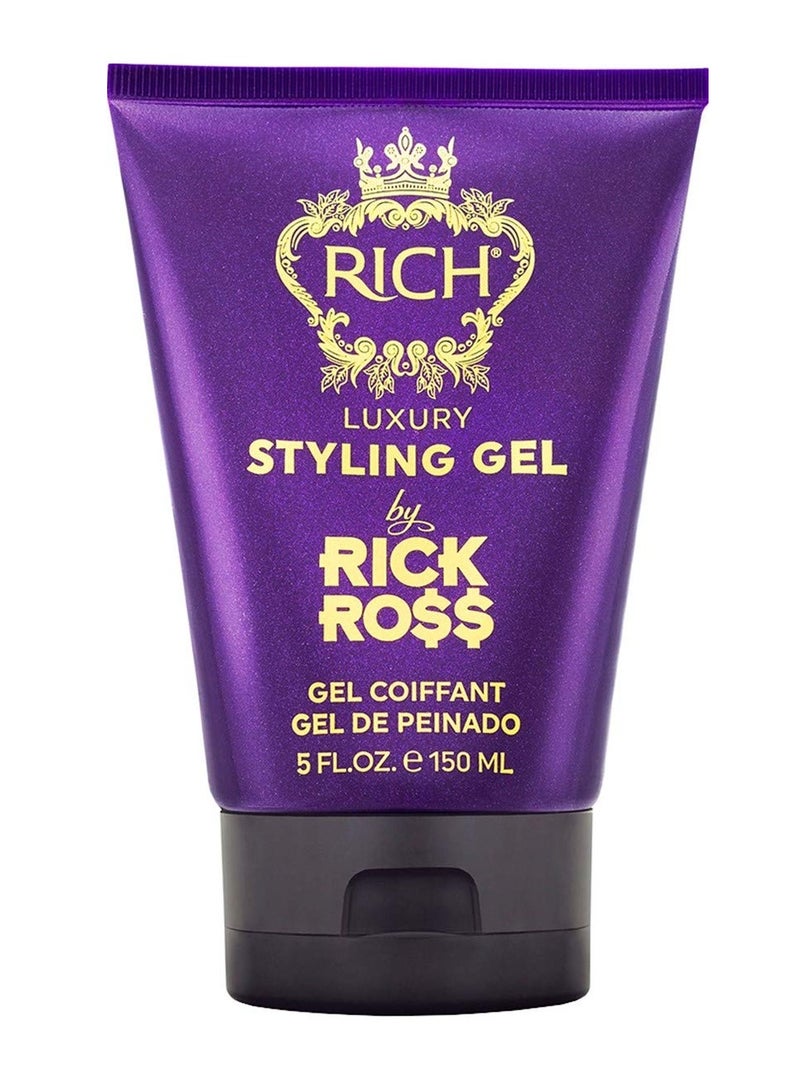 RICH RICH by Rick Ross Luxury Styling Gel for Men with All Hair Types - Rejuvenating & Smoothing - Tames Frizz & Adds Shine - Medium hold, Glossy Finish, 5 Fl oz - Image 1