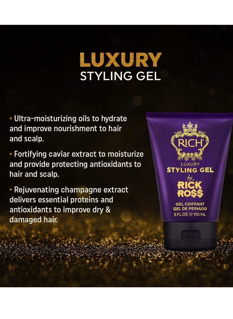 RICH by Rick Ross Luxury Styling Gel for Men with All Hair Types - Rejuvenating & Smoothing - Tames Frizz & Adds Shine - Medium hold, Glossy Finish, 5 Fl oz - pzsku/Z774BBD07DCF0F525BC0AZ/45/_/1739539982/38ecbe58-a112-4101-b72e-3abf060fe794