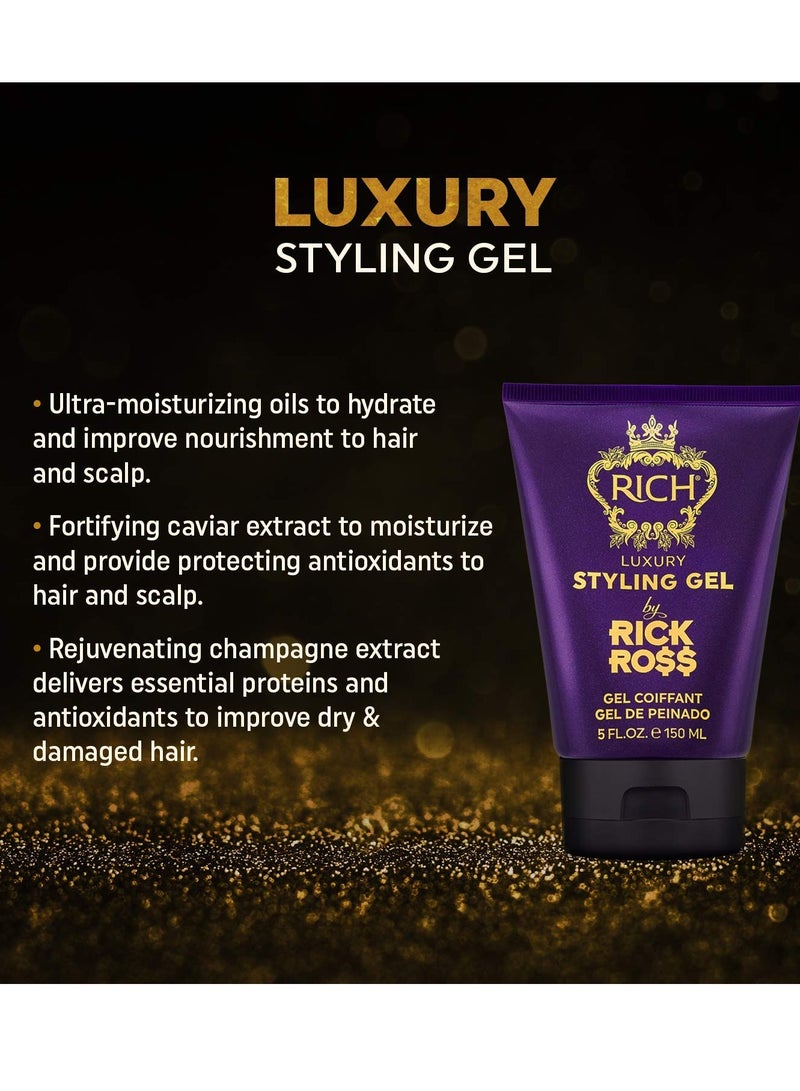 RICH RICH by Rick Ross Luxury Styling Gel for Men with All Hair Types - Rejuvenating & Smoothing - Tames Frizz & Adds Shine - Medium hold, Glossy Finish, 5 Fl oz - Image 2