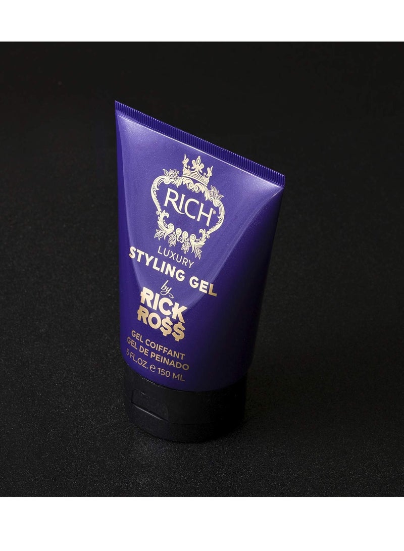 RICH RICH by Rick Ross Luxury Styling Gel for Men with All Hair Types - Rejuvenating & Smoothing - Tames Frizz & Adds Shine - Medium hold, Glossy Finish, 5 Fl oz - Image 3
