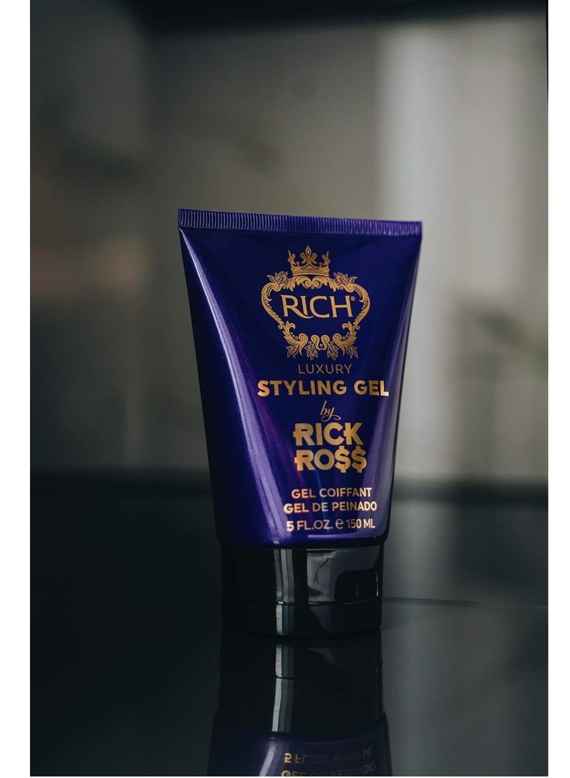 RICH RICH by Rick Ross Luxury Styling Gel for Men with All Hair Types - Rejuvenating & Smoothing - Tames Frizz & Adds Shine - Medium hold, Glossy Finish, 5 Fl oz - Image 4