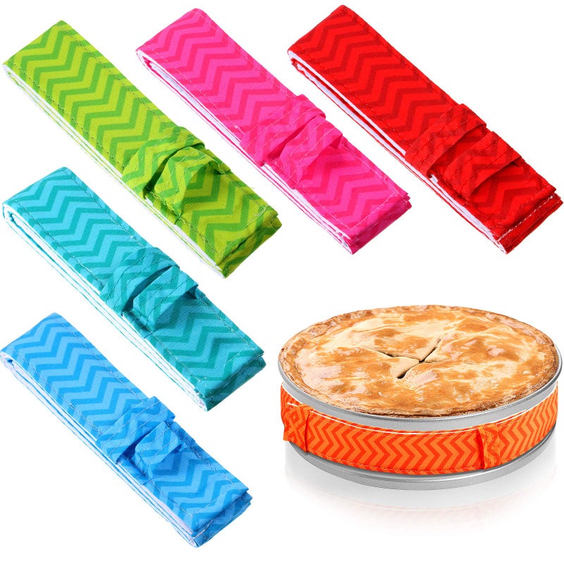 Patelai Patelai 6 Pieces Bake Even Strips Cake Pan Dampen Strips Cake Pan Absorbent Thick Baking Tray Protection Strap for Clean EdgesClassic Style 