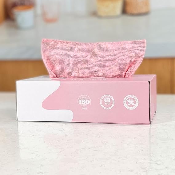 DS ENTERPRISE Microfiber Dish Cloths, Reusable Cleaning Wet & Drying Wipes Super Absorbent Kitchen Cleaning Cloths with Dispenser Box Magic Cleaning Rag Towel For Hands, Home, Car Window (Pack-20 Pcs) - Image 1