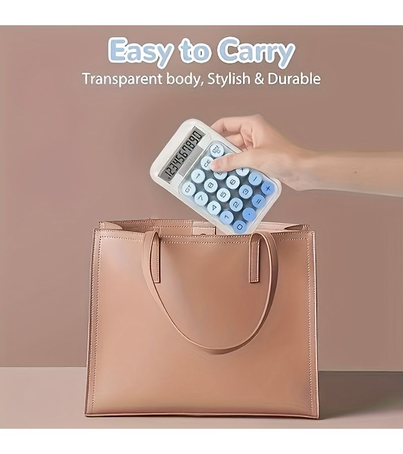 Pink Transparent Dopamine Calculator Large Display 12 Digit Dual Power Solar Battery - Image 5