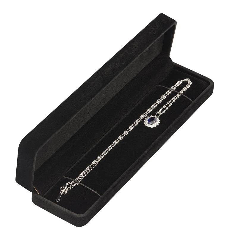 LETURE 2 Pieces Long Velvet Jewelry Chain Necklace Gift Box Set, Bracelet Storage Case, Jewellry Display Box for Wedding, Engagement,Proposal, Birthday and Anniversary (Black) - Image 5