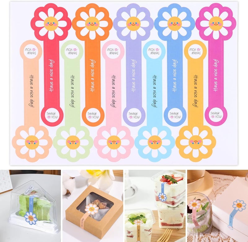 SWIUKPHE 300pcs Handmade Lollipop Baking Stickers, Long Label Sealing Stickers for Cake Box/Tins/Jars/Coffee Cups/Bottles, Self-Adhesive Bakery Stickers, Evident Seal Labels - Image 1