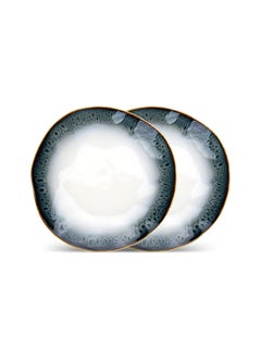 Fissman Set of 2 Dinner Plates 21cm Galactica, Porcelain Plate For Serving, Main Courses And Meals, Microwave, Oven, and Dishwasher Safe, Scratch Resistant, Kitchen Tableware  - Image 1