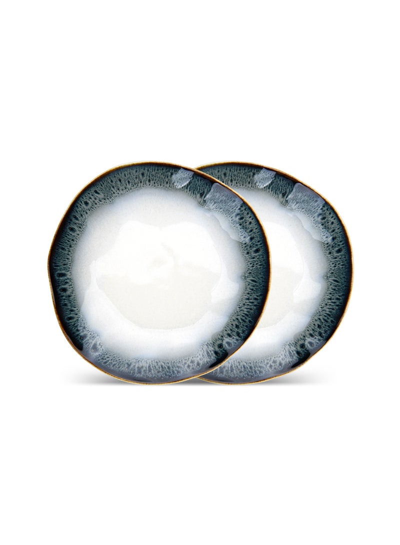 Fissman Set of 2 Dinner Plates 21cm Galactica, Porcelain Plate For Serving, Main Courses And Meals, Microwave, Oven, and Dishwasher Safe, Scratch Resistant, Kitchen Tableware - Image 1