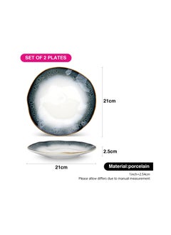 Fissman Set of 2 Dinner Plates 21cm Galactica, Porcelain Plate For Serving, Main Courses And Meals, Microwave, Oven, and Dishwasher Safe, Scratch Resistant, Kitchen Tableware  - Image 4