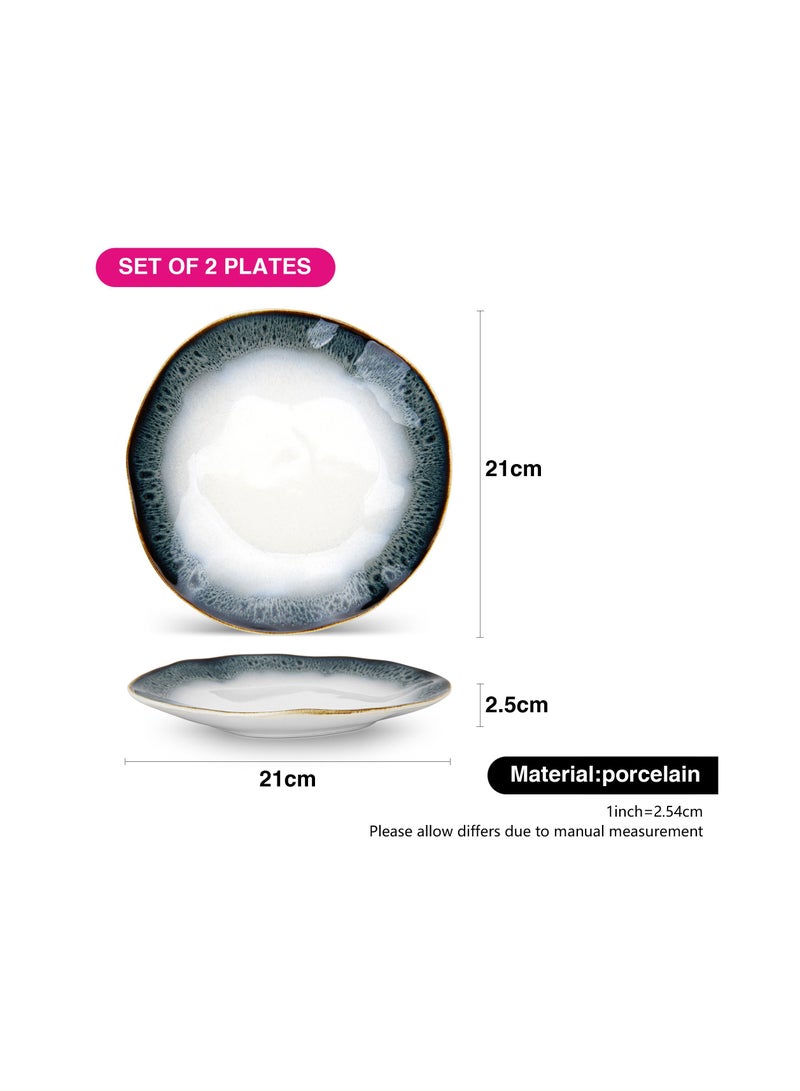 Fissman Set of 2 Dinner Plates 21cm Galactica, Porcelain Plate For Serving, Main Courses And Meals, Microwave, Oven, and Dishwasher Safe, Scratch Resistant, Kitchen Tableware - Image 4