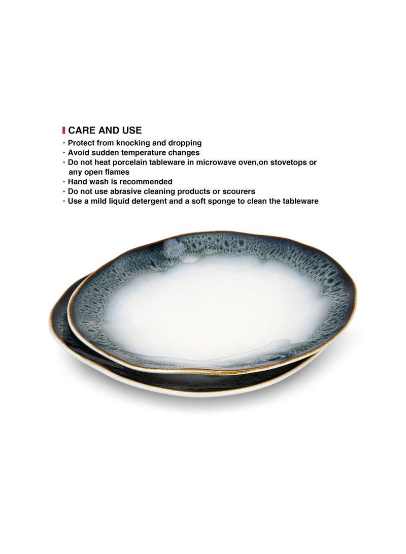 Fissman Set of 2 Dinner Plates 21cm Galactica, Porcelain Plate For Serving, Main Courses And Meals, Microwave, Oven, and Dishwasher Safe, Scratch Resistant, Kitchen Tableware - Image 5