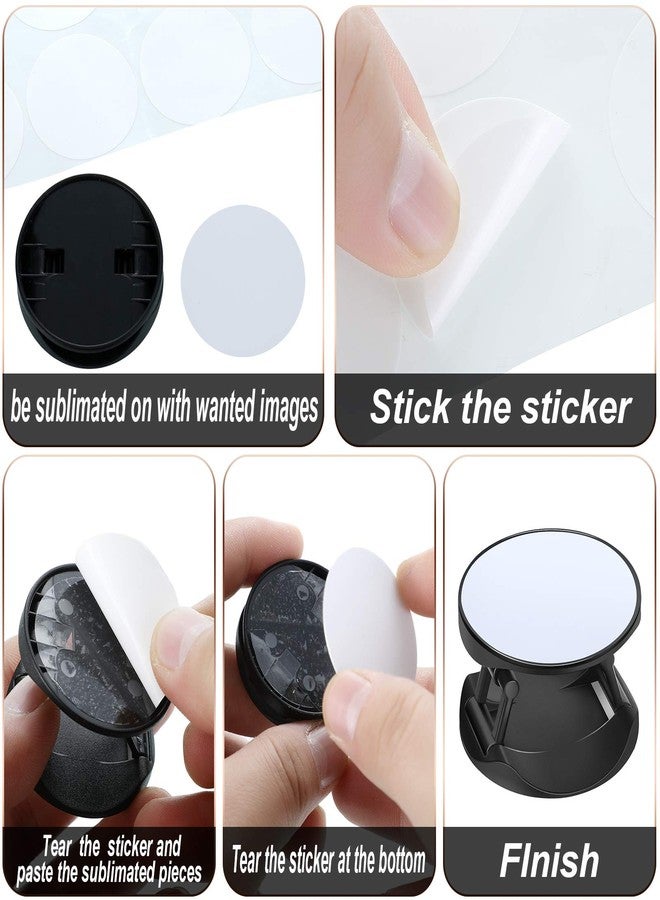 Weewooday 20 Pcs Sublimation Socket Blank Phone Grip Holders Collapsible Phone Grips Self Adhesive Sublimation Holders for Smartphones and Tablets(Black and White) - Image 3