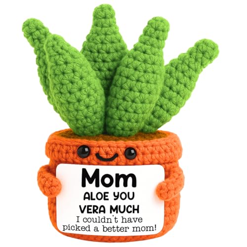 GiftMark Gifts for Mom Mothers Day Decor Positive Crochet Aloe Vera Emotional Crochet Plant Handmade Presents for Birthday Mama Mothers Stocking Stuffers - Image 1