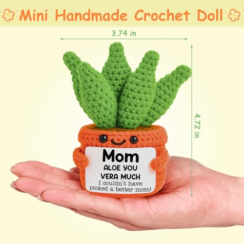 GiftMark Gifts for Mom Mothers Day Decor Positive Crochet Aloe Vera Emotional Crochet Plant Handmade Presents for Birthday Mama Mothers Stocking Stuffers - Image 5