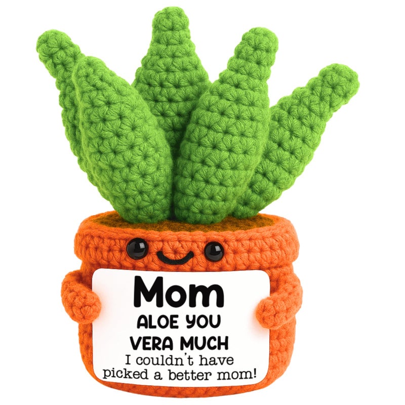 GiftMark Gifts for Mom Mothers Day Decor Positive Crochet Aloe Vera Emotional Crochet Plant Handmade Presents for Birthday Mama Mothers Stocking Stuffers - Image 3