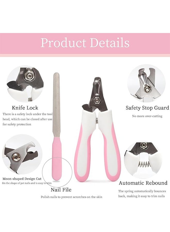 2 قطعة ماكينة قص الأظافر ومجموعة الملفات أبيض/وردي/فضي - Image 3