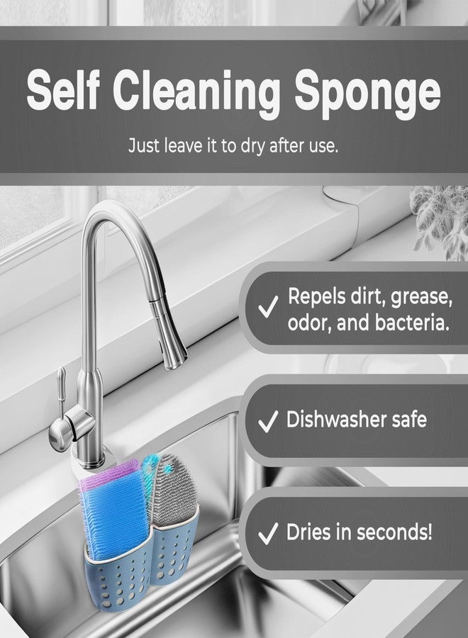 Asiopphire Silicone Sponges for Dishes - 4 Pack Dual-Sided Dish Scrubber and Sponge - Food Grade, BPA Free Silicone Dish Sponge & Housecleaning - Image 4