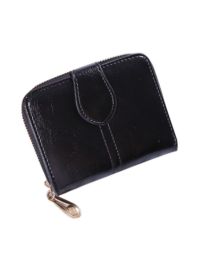DUNISO Ladies' Pocket Wallet，Two Fold Faux Leather Coin Purse，Compact Coin Purse with Multi-Card Slots & Zipper Closure，for Ladies, Teens, and Girls,Black - Image 4