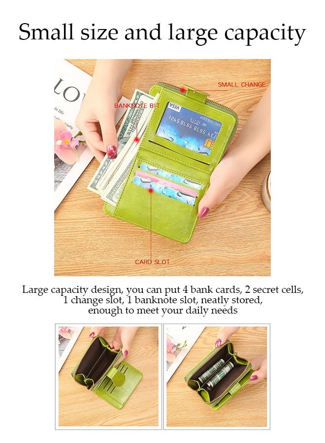 DUNISO Ladies' Pocket Wallet，Two Fold Faux Leather Coin Purse，Compact Coin Purse with Multi-Card Slots & Zipper Closure，for Ladies, Teens, and Girls,Black - Image 5