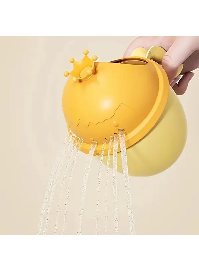 دش الاستحمام على شكل تاج أصفر مع كوب شطف على شكل شلال ومقبض لإكسسوارات الحمام لغسل الشعر - Image 1