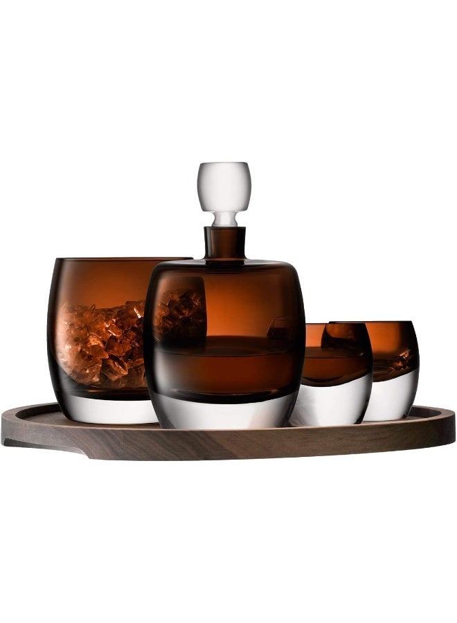 LSA International LSA International LS 563744 Bruin Whisky Club Connoisseur Set met Dienblad Set van 4 Stuks  - Image 1