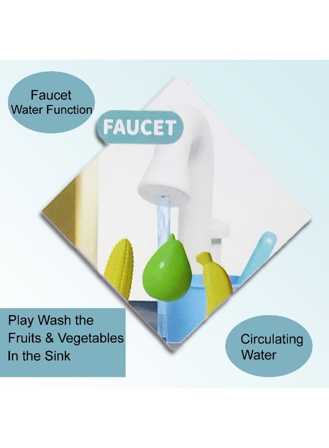 ماماتونس مجموعة ألعاب مطبخ تظاهرية للأطفال بارتفاع 80 سم مع بخار واقعي وإضاءة وصوت ووظيفة الحوض - 63 قطعة من الملحقات، لعبة طبخ تعليمية للأولاد والبنات - Image 4