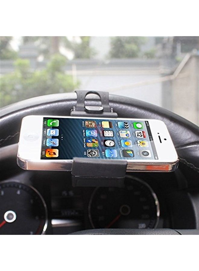 Reiko Car Steering Wheel Phone Mount - Retail Packaging - Gray - HLD07-GY - Image 2