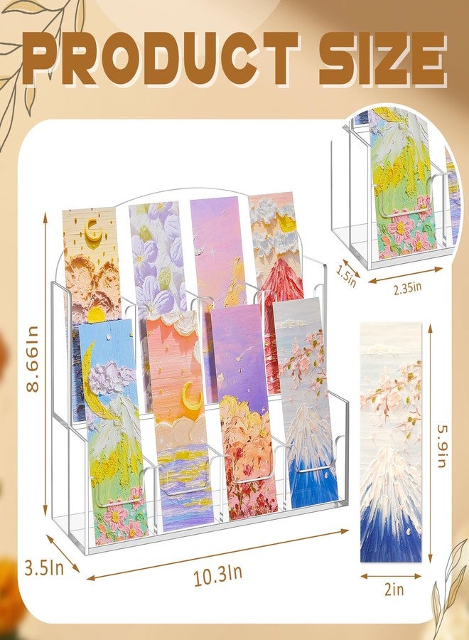 Yuntau Acrylic Bookmark Display, Adjustable 2. 2'' Bookmark Stand, Portable Sticker Holder, Curved Pockets Greeting Card Display for Business Vendor, Retail Store Shop(Integrated,8 Pockets) - Image 2