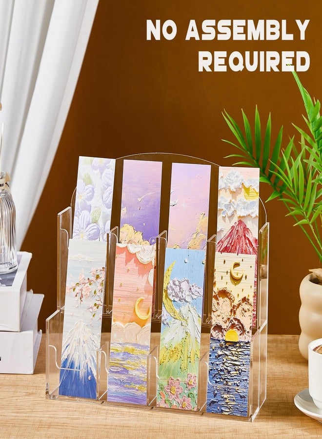 Yuntau Acrylic Bookmark Display, Adjustable 2. 2'' Bookmark Stand, Portable Sticker Holder, Curved Pockets Greeting Card Display for Business Vendor, Retail Store Shop(Integrated,8 Pockets) - Image 4