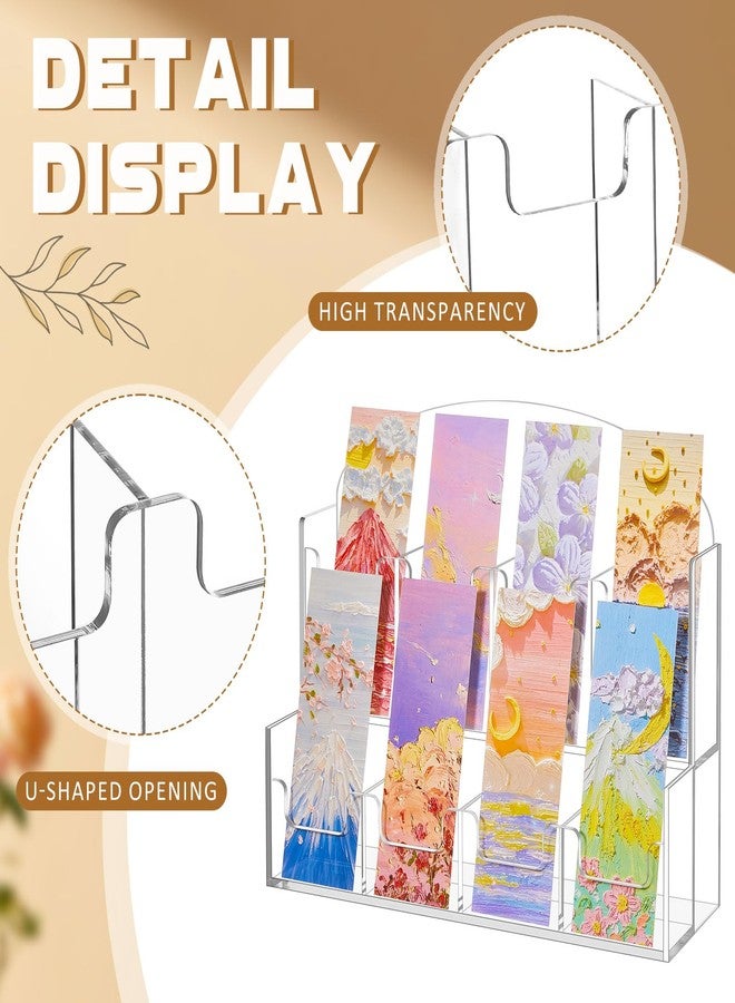 Yuntau Acrylic Bookmark Display, Adjustable 2. 2'' Bookmark Stand, Portable Sticker Holder, Curved Pockets Greeting Card Display for Business Vendor, Retail Store Shop(Integrated,8 Pockets) - Image 3