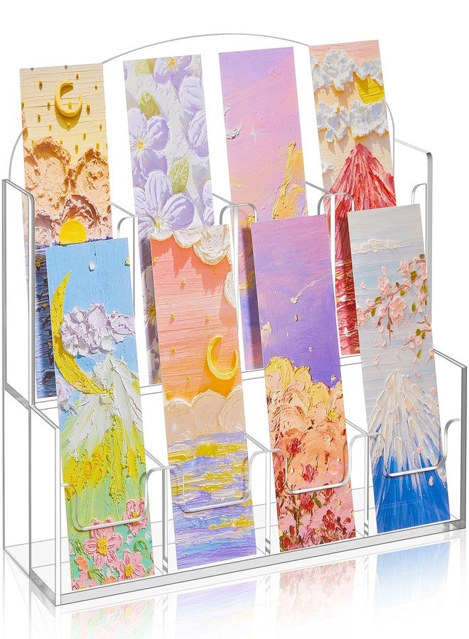 Yuntau Acrylic Bookmark Display, Adjustable 2. 2'' Bookmark Stand, Portable Sticker Holder, Curved Pockets Greeting Card Display for Business Vendor, Retail Store Shop(Integrated,8 Pockets) - Image 1