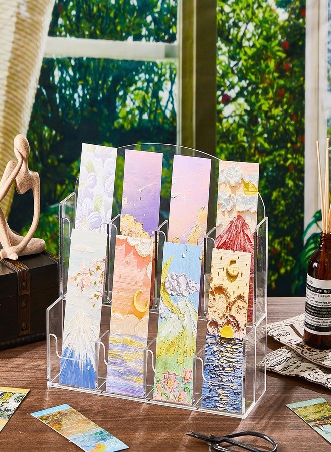 Yuntau Acrylic Bookmark Display, Adjustable 2. 2'' Bookmark Stand, Portable Sticker Holder, Curved Pockets Greeting Card Display for Business Vendor, Retail Store Shop(Integrated,8 Pockets) - Image 5